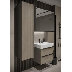 CERSANIT - Zrcadlová skříňka VIRGO 60 šedý dub s černými úchyty S522-016