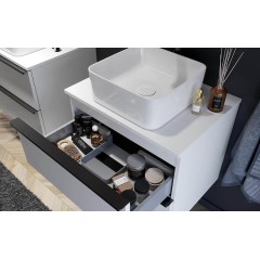 CERSANIT - Skříňka VIRGO 60 šedý dub pod umyvadlo na desku s černými úchyty S522-023