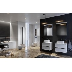 CERSANIT - Skříňka VIRGO 60 šedý dub pod umyvadlo na desku s černými úchyty S522-023