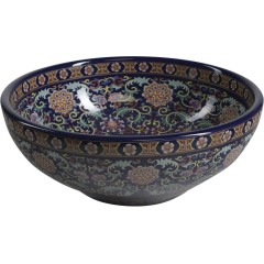 SAPHO - PRIORI keramické umyvadlo na desku, Ø 41 cm, fialová s ornamenty PI022