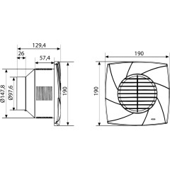 CATA - CB-100 PLUS radiální ventilátor, 25W, potrubí 100, bílá 00840000