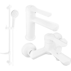 MEXEN - Saber DF05 Set umyvadlové a vanové baterie s příslušenstvím, bílá 72103DF05-20