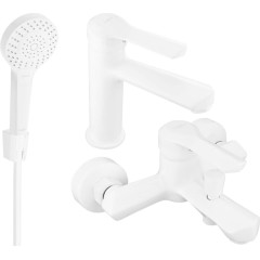 MEXEN - Saber R05 Set umyvadlové a vanové baterie s příslušenstvím, bílá 72103R05-20