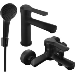 MEXEN - Saber R05 Set umyvadlové a vanové baterie s příslušenstvím, černá 72103R05-70