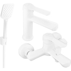 MEXEN - Saber R62 Set umyvadlové a vanové baterie s příslušenstvím, bílá 72103R62-20