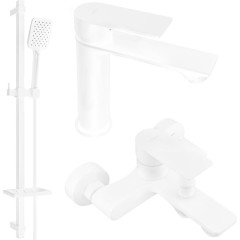 MEXEN - Royo DQ62 Set umyvadlové a vanové baterie s příslušenstvím, bílá 72203DQ62-20