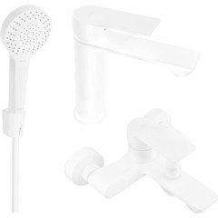 MEXEN - Royo R05 Set umyvadlové a vanové baterie s příslušenstvím, bílá 72203R05-20