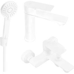 MEXEN - Royo R40 Set umyvadlové a vanové baterie s příslušenstvím, bílá 72203R40-20