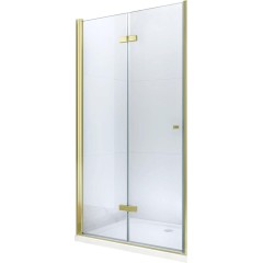 MEXEN - Lima skládací sprchové dveře 90, čiré sklo, zlatý se stěnovým profilem 856-090-000-50-00