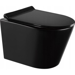 MEXEN - Rico Závěsná WC mísa Rimless včetně sedátka s slow-slim, Duroplast, černá mat 30720185