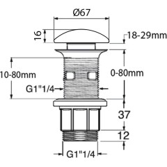 SAPHO - BLOK umyvadlová výpust 5/4“, click-clack, zátka matný černý marquin 2401-931