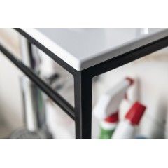 SAPHO - MINOR deska pod umývátko 40x22,5cm, baterie vpravo, litý mramor, bílá MR405