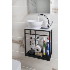 SAPHO - MINOR deska pod umývátko 40x22,5cm, baterie vpravo, litý mramor, bílá MR405