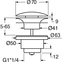 GSI umyvadlová výpust 5/4“, neuzavíratelná, keramická zátka, 5-65, bílá ExtraGlaze PVC11