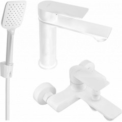 MEXEN - Royo R62 Set umyvadlové a vanové baterie s příslušenstvím, bílá 72203R62-20