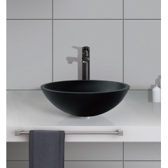 SAPHO - TELICA skleněné umyvadlo na desku Ø 42cm, černá mat TY181B