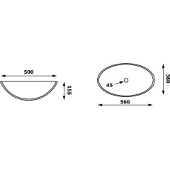 SAPHO - PURUS skleněné gravírované umyvadlo na desku, 50x36cm, černá TY305SG