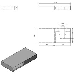 SAPHO - MORIAN umyvadlová skříňka 100x14x48cm, dub černý, pravá MR126