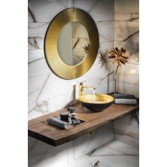 SAPHO - MURANO BLACK-GOLD skleněné umyvadlo na desku, průměr 40cm, černá/zlatá AL5318-77