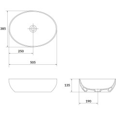 CERSANIT - Umyvadlo na desku LARGA ELLIPSE (50X38) K677-002