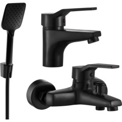 MEXEN - Caro R62 SET vanová a umyvadlová baterie, černá 746603R62-70