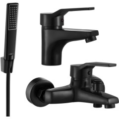 MEXEN - Caro R72 SET vanová a umyvadlová baterie, černá 746603R72-70