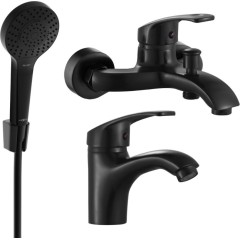 MEXEN - Fabia R05 Set umyvadlové a vanové baterie s příslušenstvím, černá 746503R05-70