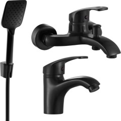 MEXEN - Fabia R62 Set umyvadlové a vanové baterie s příslušenstvím, černá 746503R62-70