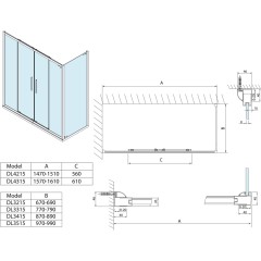 POLYSAN - LUCIS LINE sprchová boční stěna 800, čiré sklo DL3315