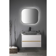 SAPHO - INFRANE betonové umyvadlo na desku, včetně výpusti, 57x37cm, černý granit AR464
