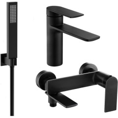 MEXEN - Zero SET umyvadlová + vanová baterie s příslušenstvím R02, černá 71103R02-70