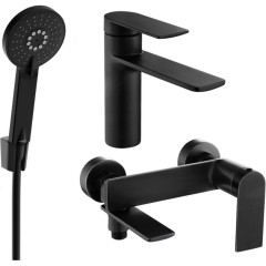MEXEN - Zero SET umyvadlová + vanová baterie s příslušenstvím R40, černá 71103R40-70