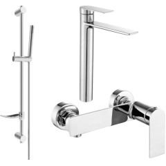 MEXEN - Zero SET umyvadlová + sprchová baterie s příslušenstvím DF70, chrom 71114DF70-00