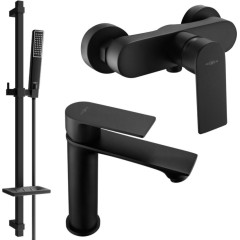 MEXEN - Royo SET umyvadlová + sprchová baterie s příslušenstvím DQ72, černá 72204DQ72-70