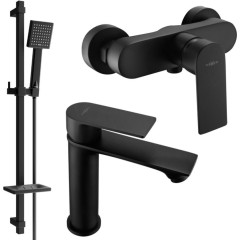 MEXEN - Royo SET umyvadlová + sprchová baterie s příslušenstvím DQ45, černá 72204DQ45-70