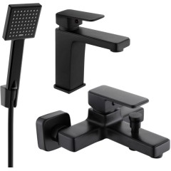 MEXEN - Cetus R45 Set umyvadlové a vanové baterie s příslušenstvím, černá 744303R45-70
