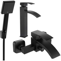 MEXEN - Libra R45 Set umyvadlové a vanové baterie s příslušenstvím, černá 745113R45-70