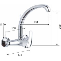 AQUALINE - KASIOPEA nástěnná baterie s vysokým ramínkem, chrom 1107-13