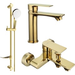 MEXEN - Mexen Royo DF05 Set umyvadlové a vanové baterie s příslušenstvím zlata 72203DF05-50