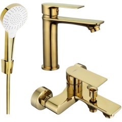 MEXEN - Mexen Royo R05 Set umyvadlové a vanové baterie s příslušenstvím zlata 72203R05-50