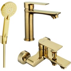 MEXEN - Royo R40 Set umyvadlové a vanové baterie s příslušenstvím, zlato 72203R40-50