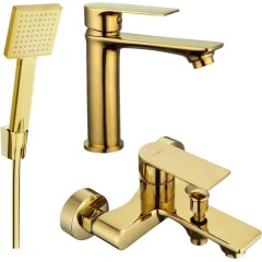 MEXEN - Mexen Royo R45 Set umyvadlové a vanové baterie s příslušenstvím zlata 72203R45-50