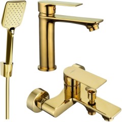 MEXEN - Mexen Royo R62 Set umyvadlové a vanové baterie s příslušenstvím zlata 72203R62-50