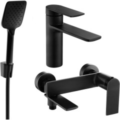 MEXEN - Zero SET umyvadlová + vanová baterie s příslušenstvím R62, černá 71103R62-70