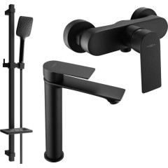 MEXEN - Royo SET umyvadlová + sprchová baterie s příslušenstvím DQ62, černá 72214DQ62-70