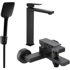 MEXEN - Uno R62 Set umyvadlové a vanové baterie s příslušenstvím, černá 71413R62-70