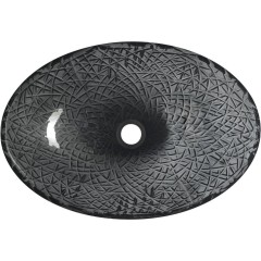 SAPHO - PURUS skleněné gravírované umyvadlo na desku, 50x36cm, černá TY305SG