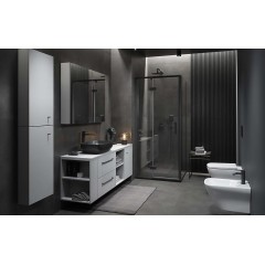 CERSANIT - Sprchové dveře LARGA ČERNÉ 80X195, levé, čiré sklo S932-127