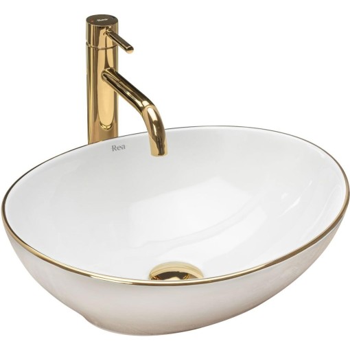 REA - Keramické umyvadlo Sofia Gold Edge zlaté REA-U3287