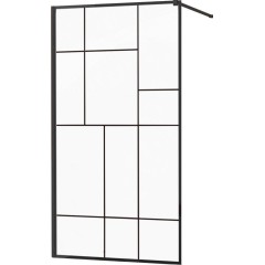 MEXEN - KIOTO Sprchová zástěna WALK-IN 110x200 cm 8 mm, černá, černý vzor 2 800-110-101-70-78